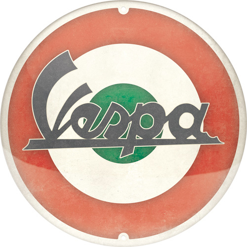 Nostalgic-Art Rundes Blechschild Ø 35 cm - Vespa - Logo Italian - Motorradzubehör - Geschenkideen
