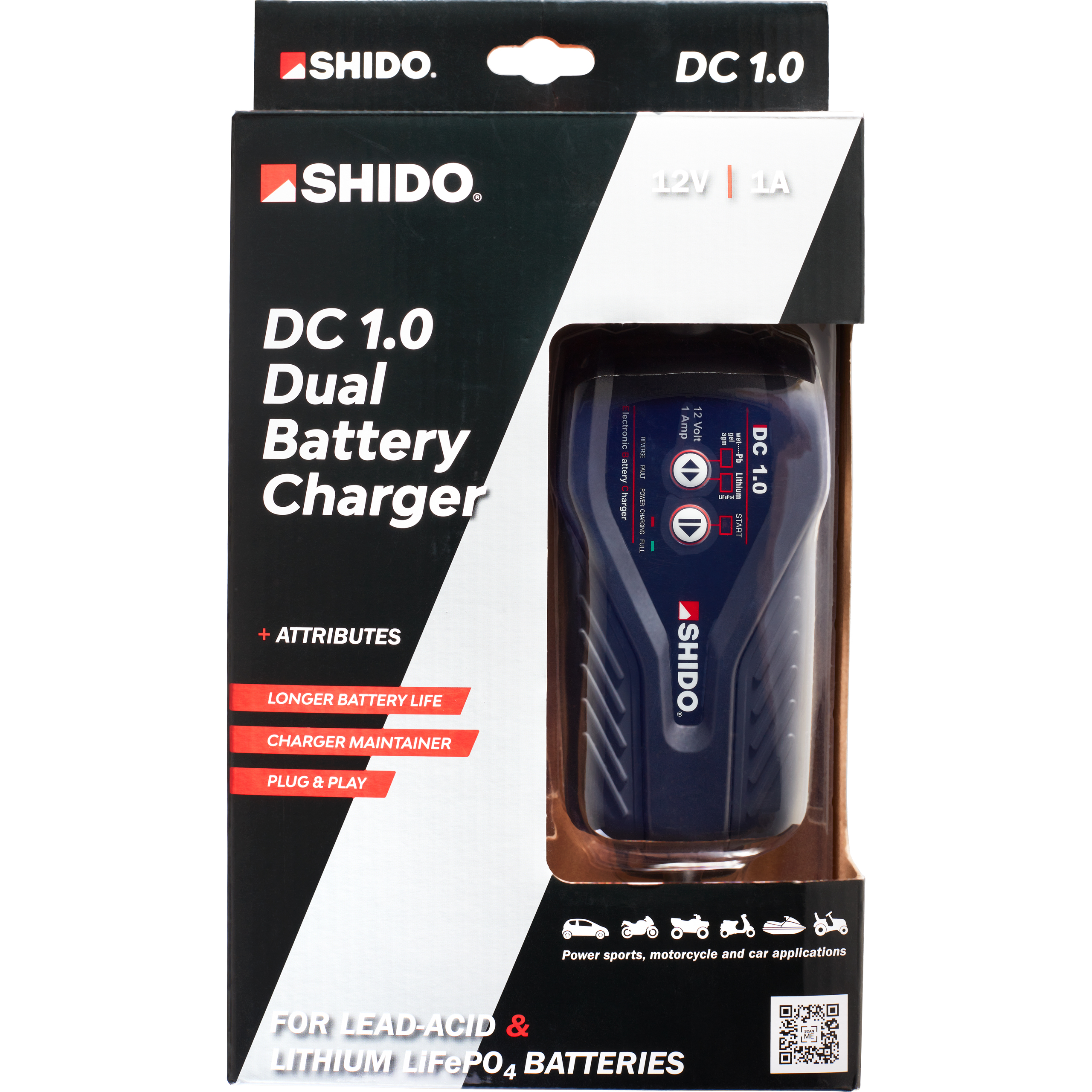 Shido-Batterieladegerät Dual Canbus 1A schwarz für Lithium+Säure-5750071184001050