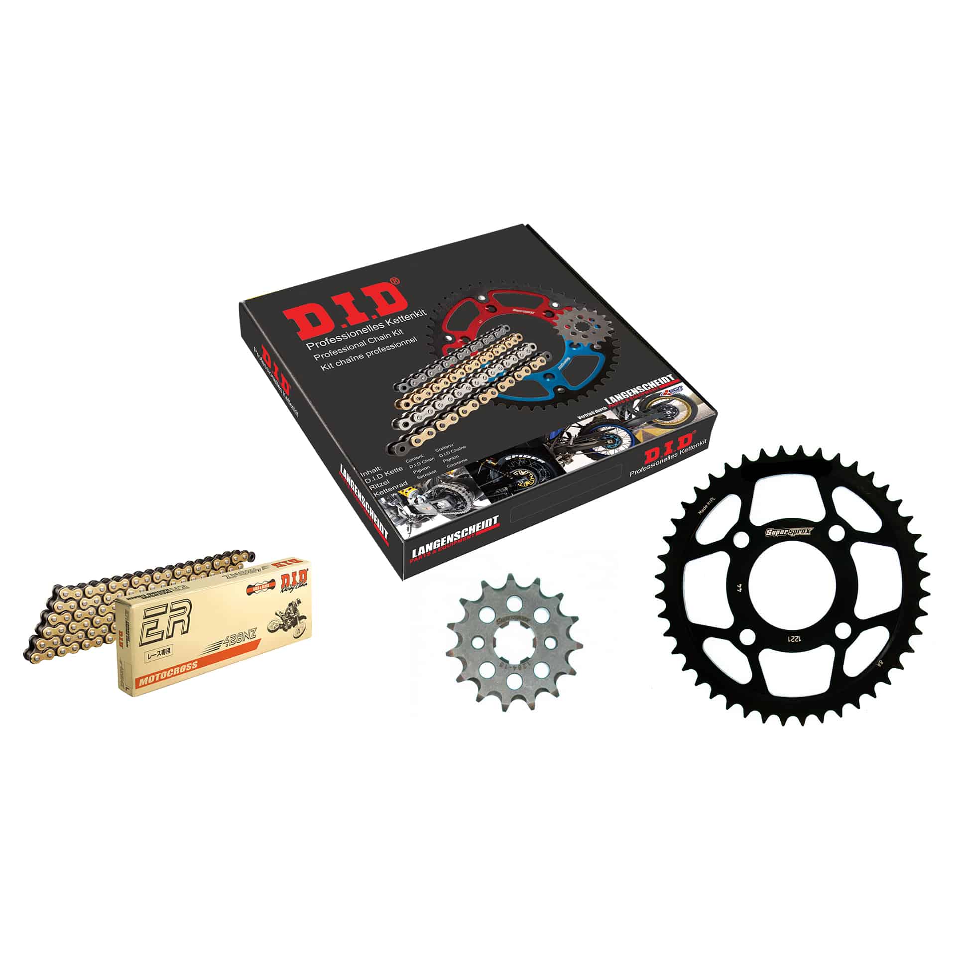 D.I.D. kit chaîne 428NZ(G&B) clip 15/44/130 pour CBR 125 R 2011-2019