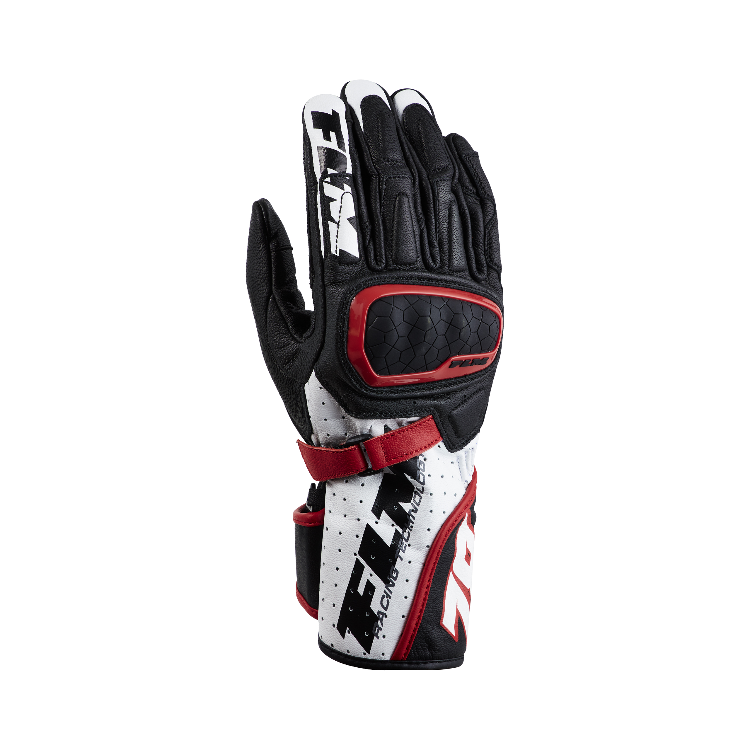 FLM Mandalika Racing Damen Lederhandschuh lang schwarz/rot 7 - Motorradbekleidung - Motorradhandschuhe