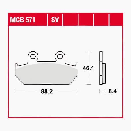 TRW Lucas Bremsbeläge Sintermetall Street MCB571SV 88,2x46,1x8,4mm - Motorradteile & Ersatzteile - Bremsen