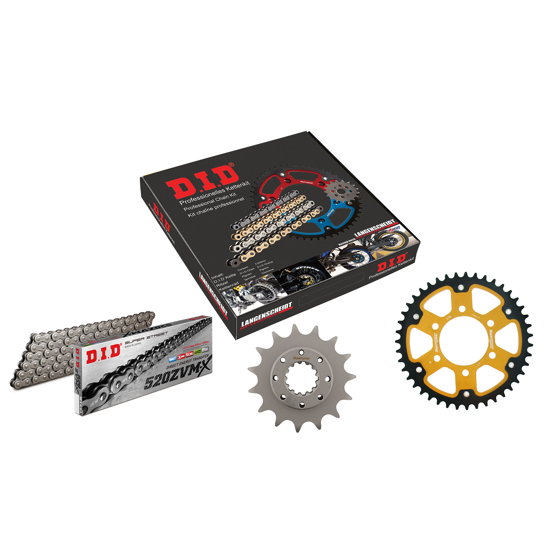 D.I.D. Supersprox chain kit Stealth 520ZVM-X rivet X 15/43/112 gold for Kawasaki