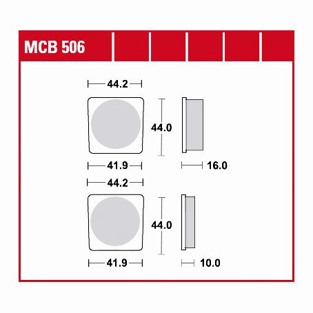 TRW Lucas Bremsbeläge organisch MCB506 44,2/41,9x44x10/16mm - Motorradteile & Ersatzteile - Bremsen