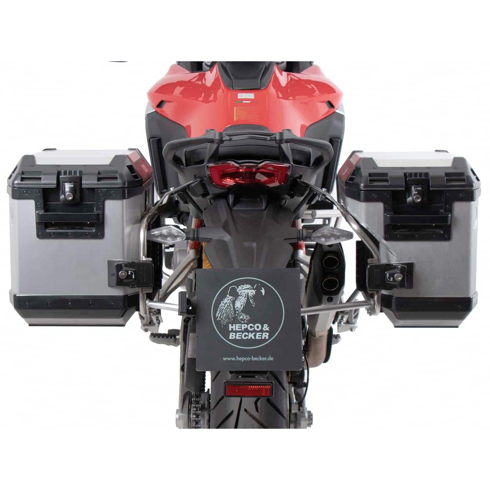 Hepco & Becker Xplorer Cutout Koffer/Träger silber für Multistrada V4 25- - Motorradzubehör - Motorradgepäck
