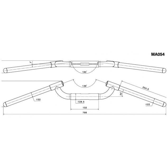 Rizoma-Conus M-Lenker 28,6/22mm Race Retro MA054B schwarz-5733121082010350