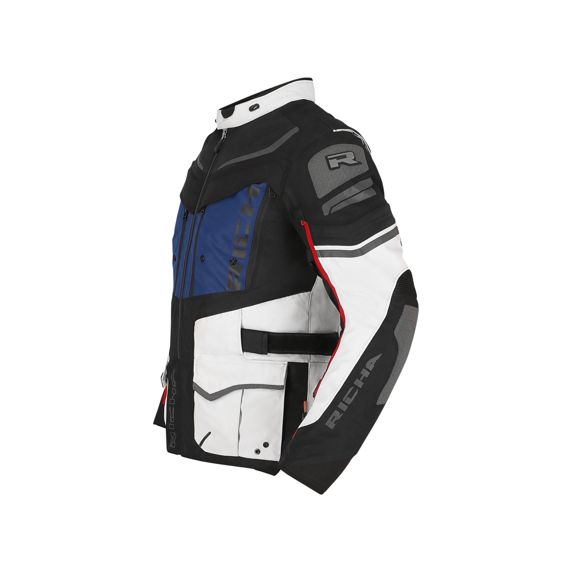 Richa-Infinity 2 Adventure Textiljacke hellgrau/blau/rot 4XL-2017411999034014