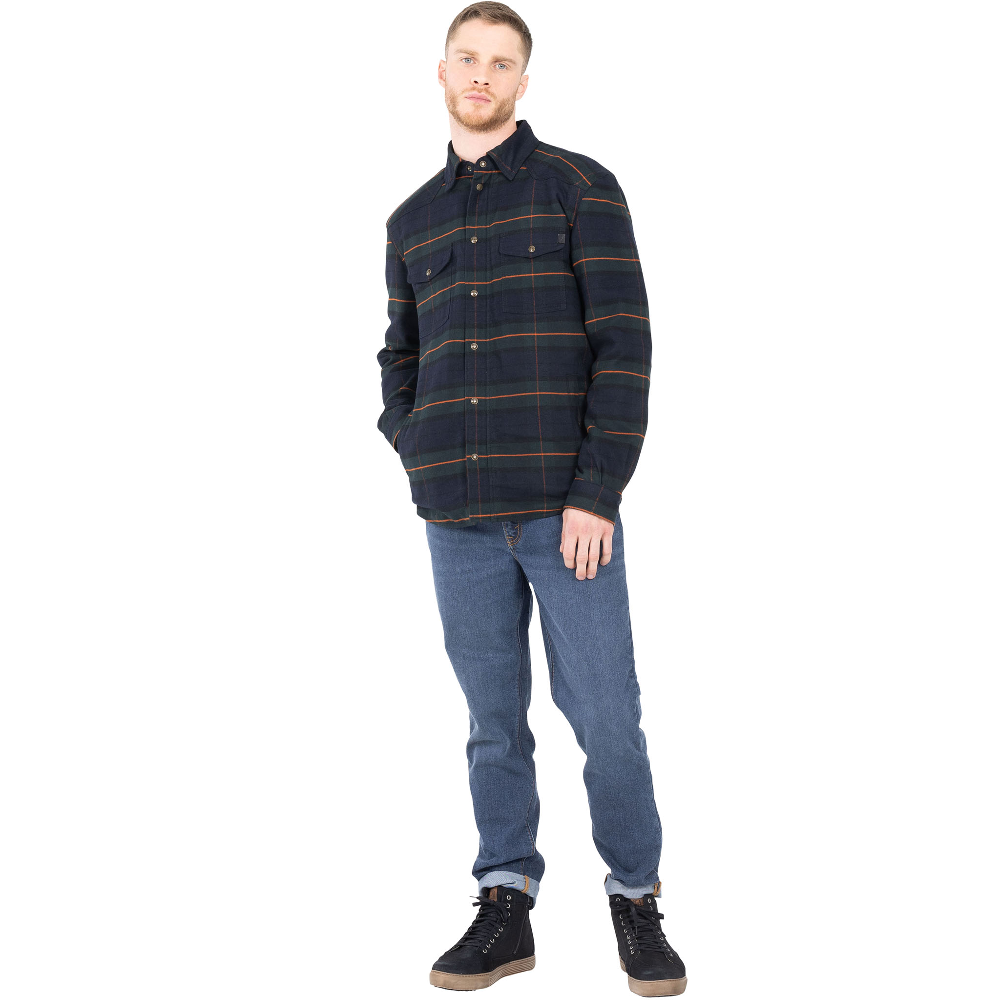 John Doe-Vintage Motoshirt grün/orange L-0000508005061010