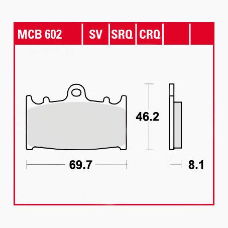TRW Lucas Bremsbeläge organisch MCB602 69,7x46,2x8,1mm - Motorradteile & Ersatzteile - Bremsen