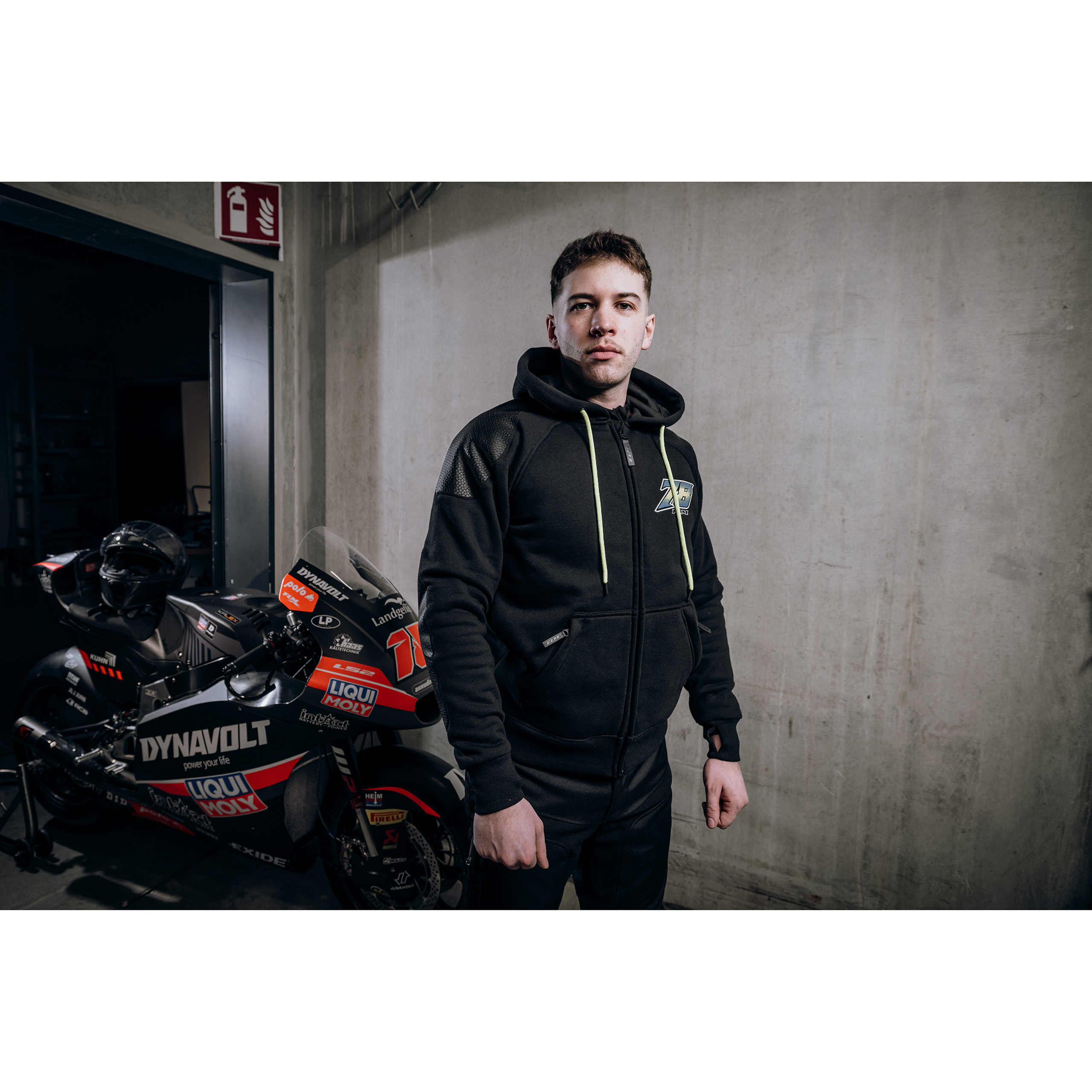 FLM-Drift Sport Hoodie mit Protektoren schwarz/grün XS-2016641999103007