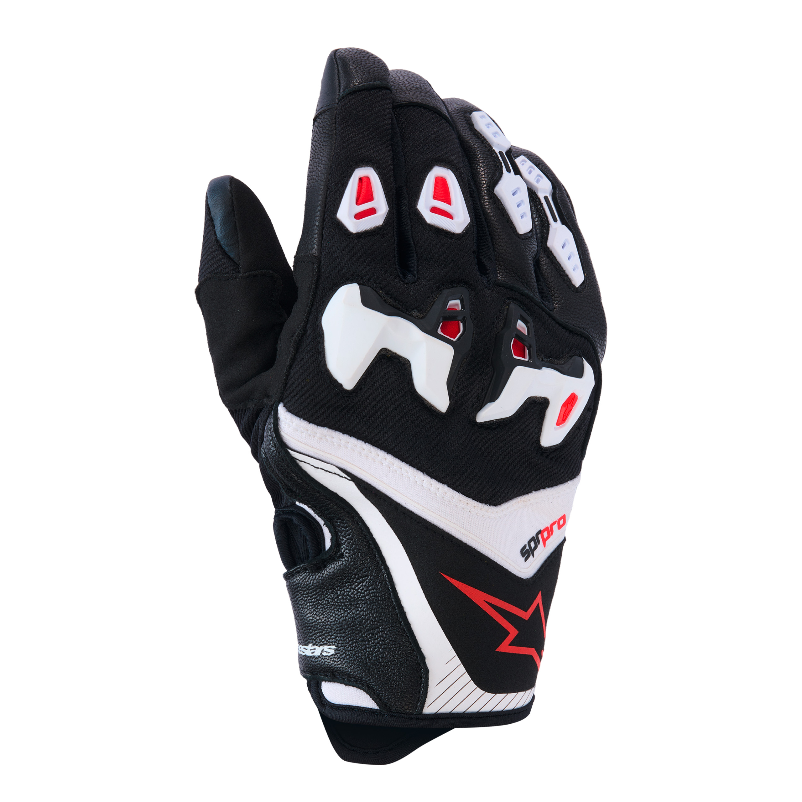 Alpinestars-SP-R Pro Sporthandschuh kurz schwarz/weiß/leuchtrot XL-0001716007137011