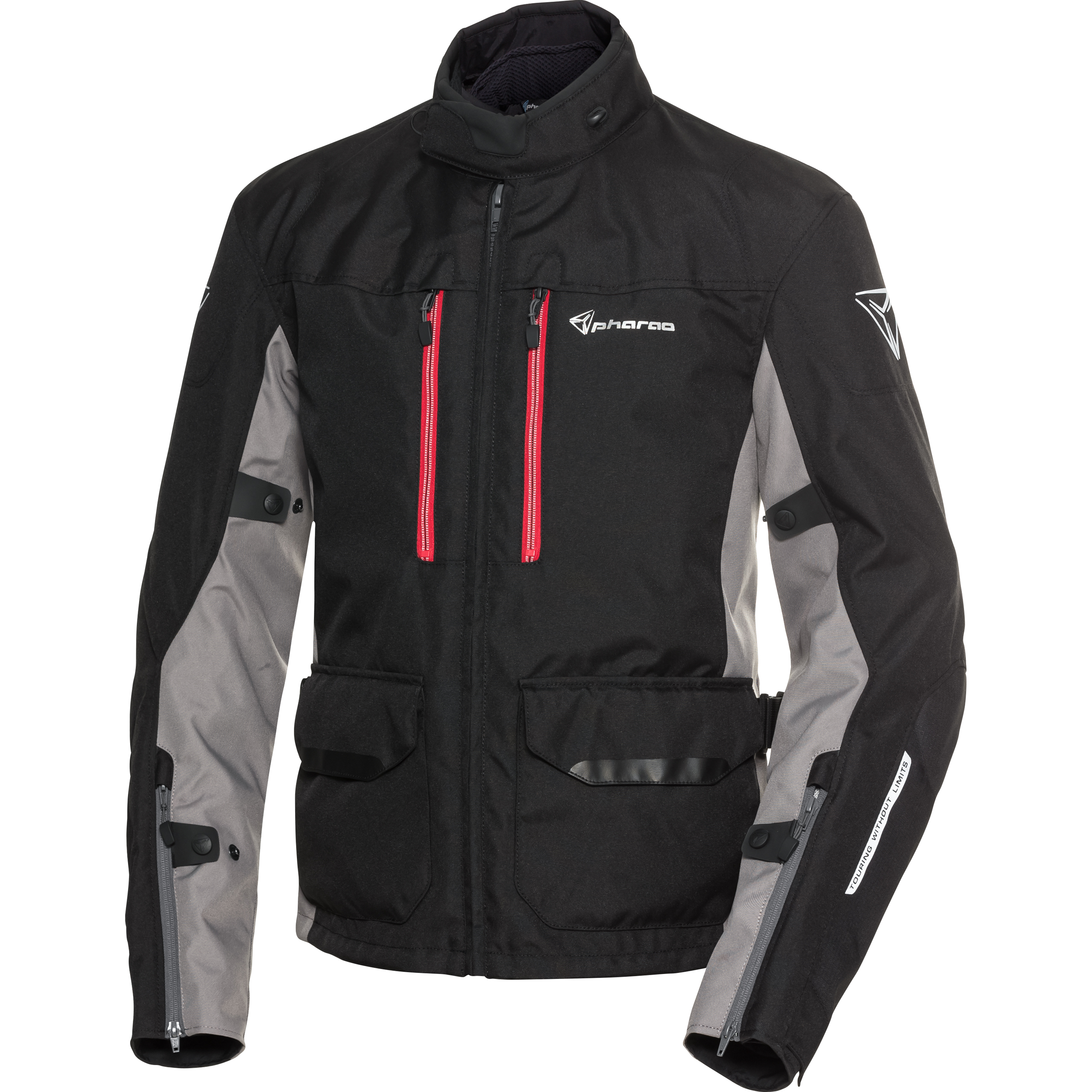 Pharao Skeen WP Textiljacke schwarz/grau/rot M - Motorradbekleidung - Motorradbekleidung Herren