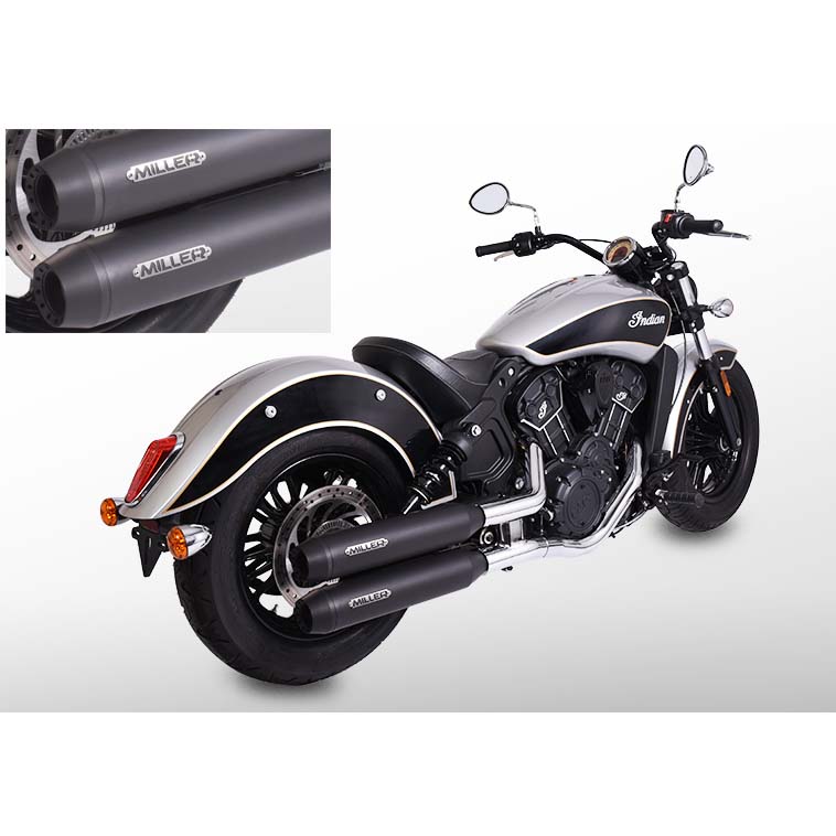 Miller Exhaust Auspuff Paar Tapered schwarz/schwarz für Scout/Bobber 17-20 - Motorradteile & Ersatzteile - Auspuff