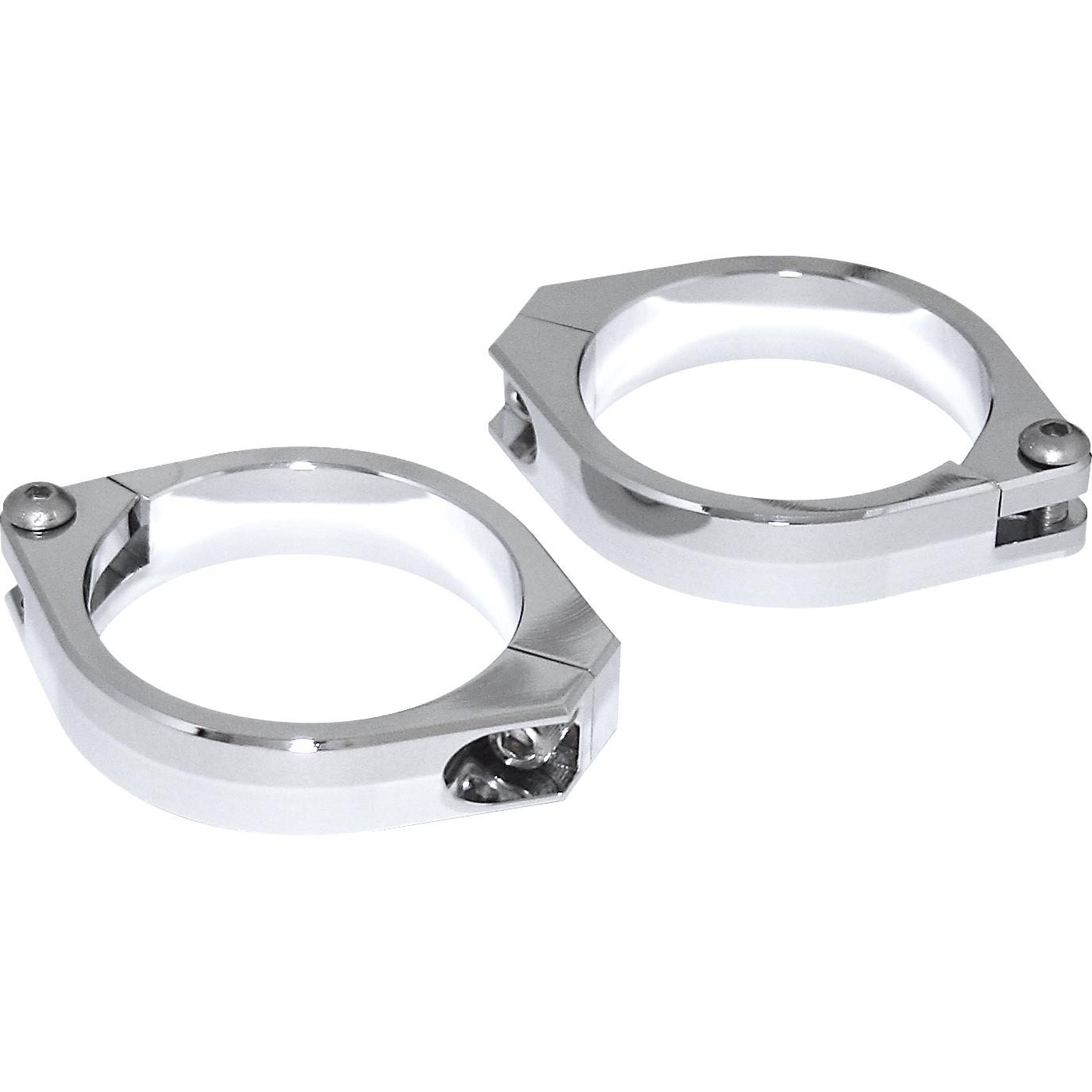 Highsider Standrohrschellenpaar Alu CNC 50/52/54mm chrom - Motorradteile & Ersatzteile - Beleuchtung
