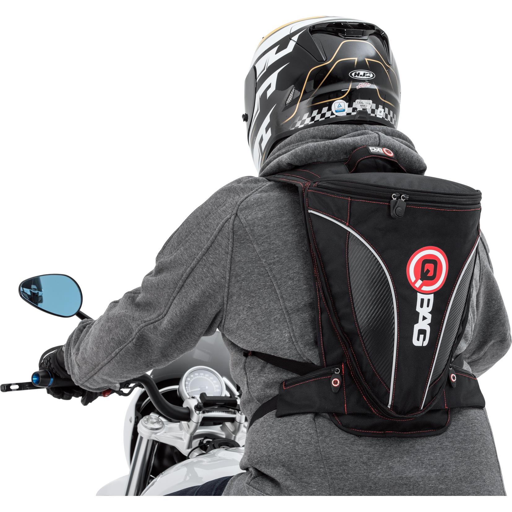 QBag Rucksack 13, 7-12 Liter Stauraum schwarz/carbonlook - Motorradzubehör - Motorradgepäck