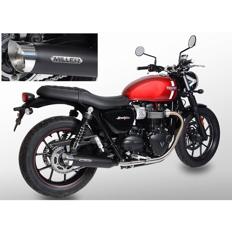 Miller Exhaust échappement SlashCut noir/poli pour Street Twin 2016-2020