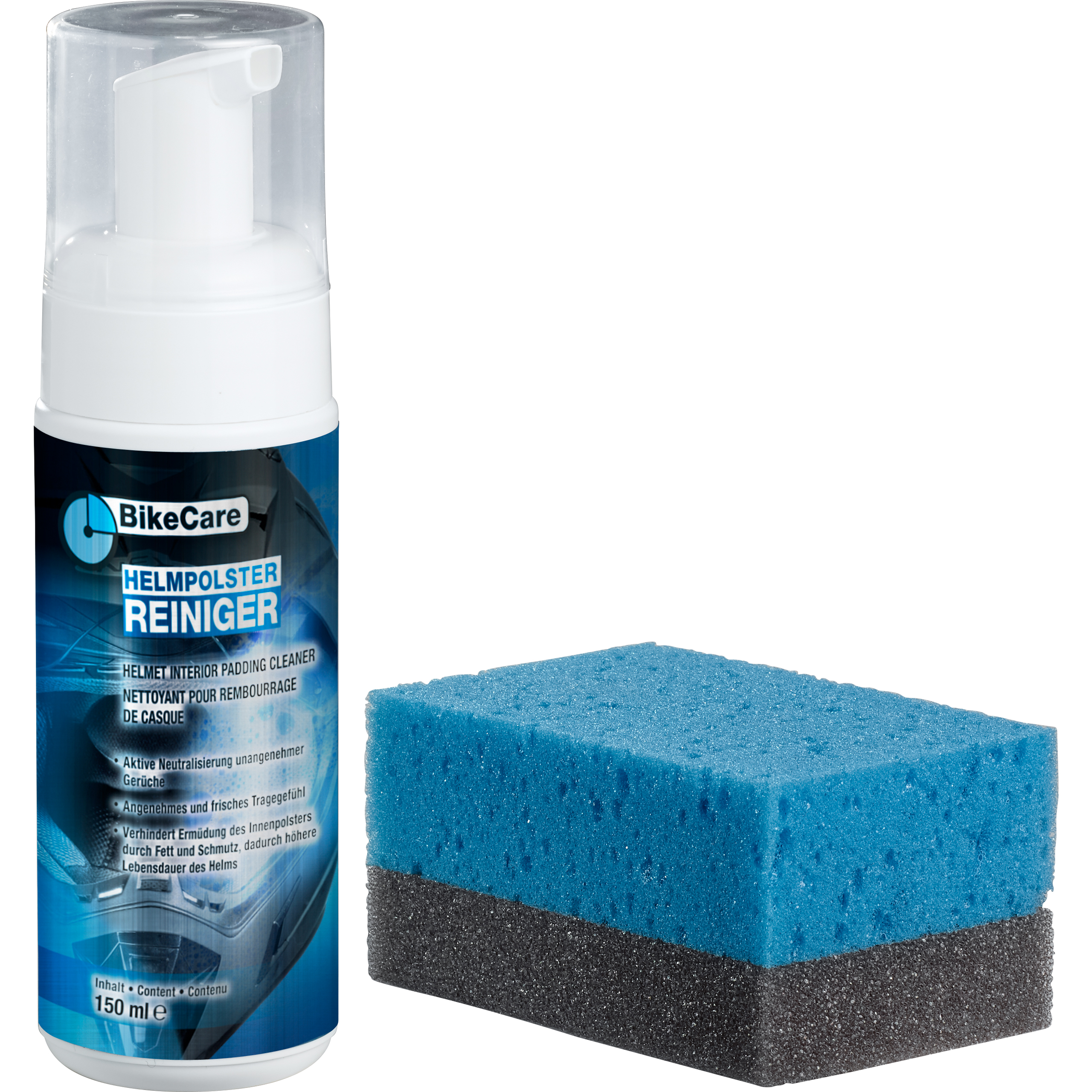 BikeCare Helmpolsterreiniger mit Funktionsschwamm 150ml - Helme & Brillen - Motorradhelme Zubehör