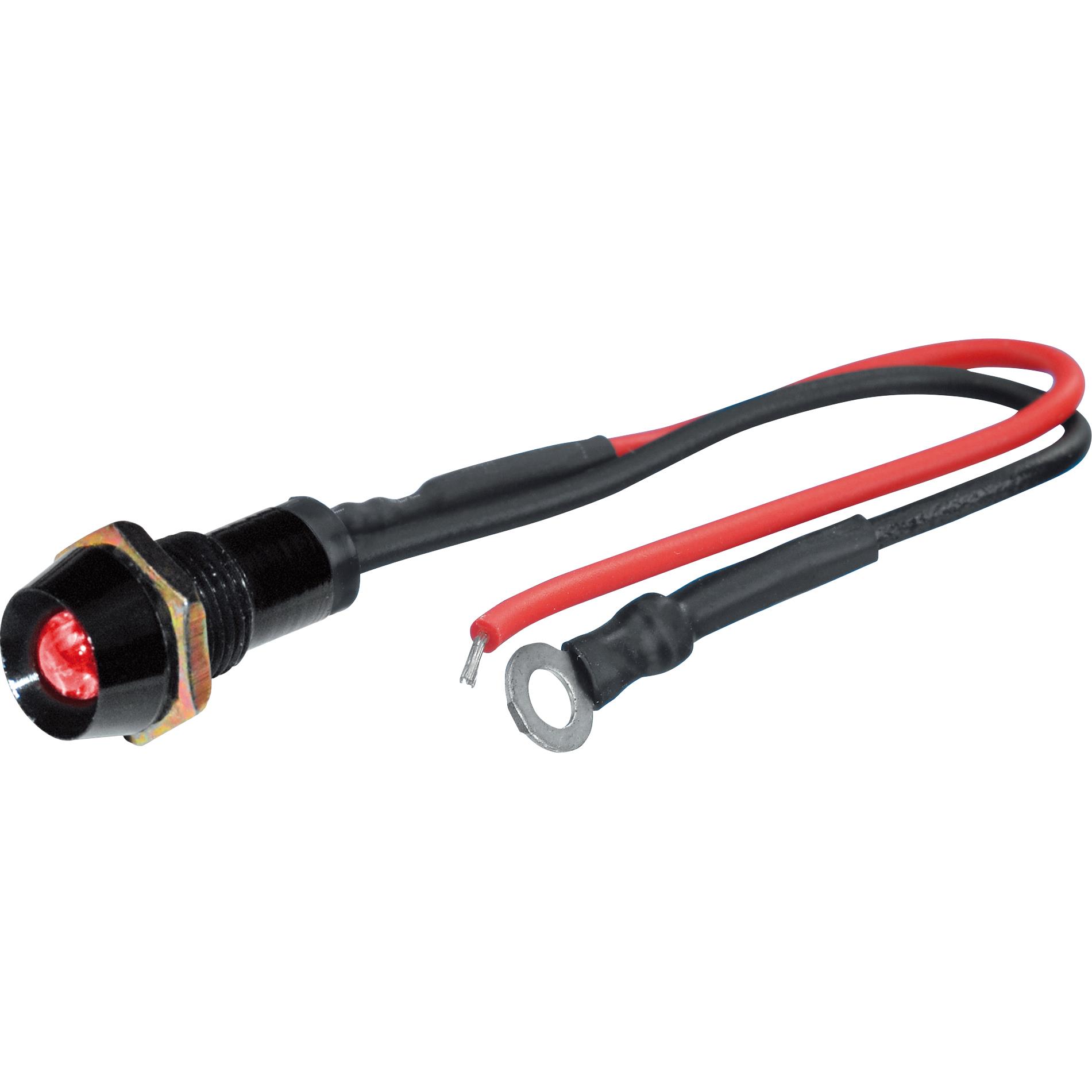 FOLIATEC LED Einbaukontrollleuchte M8 schwarz/rot - Motorradteile & Ersatzteile - Beleuchtung