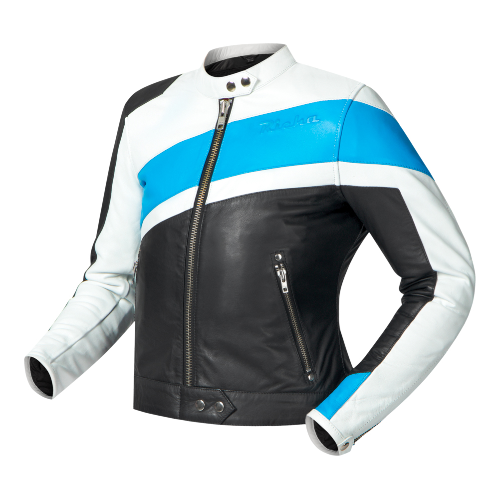 Richa-Paige Damen Lederjacke weiß/hellblau 38-0001912999145300