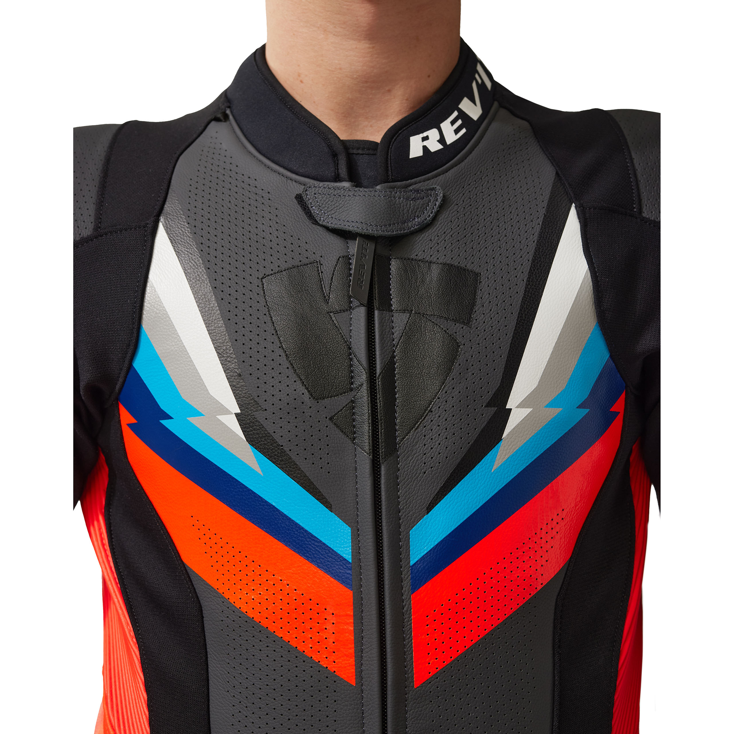 REV'IT!-Quantum 3 Lederkombi 1-tlg. neonrot/schwarz-0000790999087