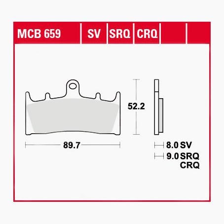 TRW Lucas Bremsbeläge Sintermetall Street MCB659SV 89,7x52,2x8mm - Motorradteile & Ersatzteile - Bremsen