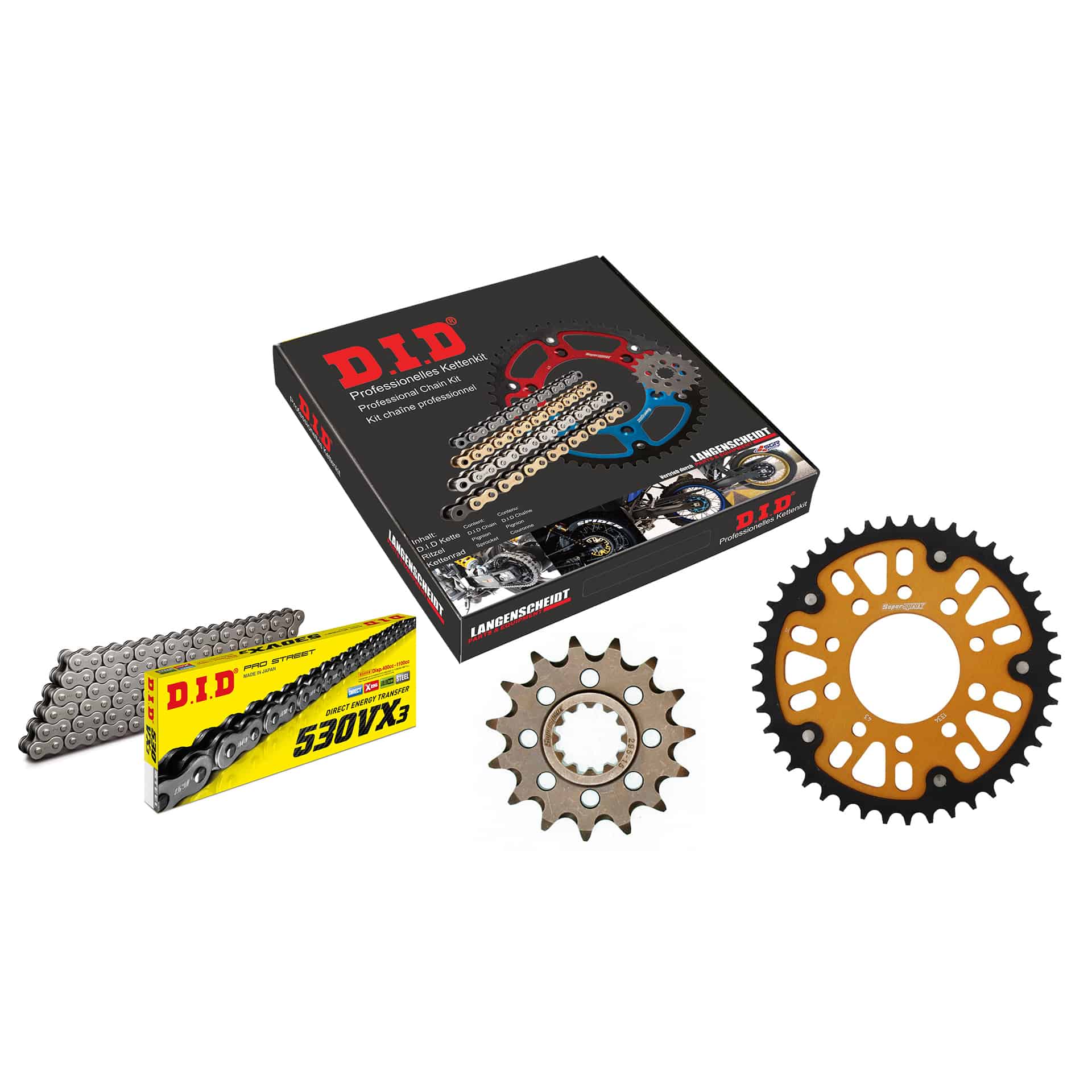 D.I.D. Supersprox kit chaîne Stealth 530VX3 rivet X 15/43/110 or pour Honda CBR