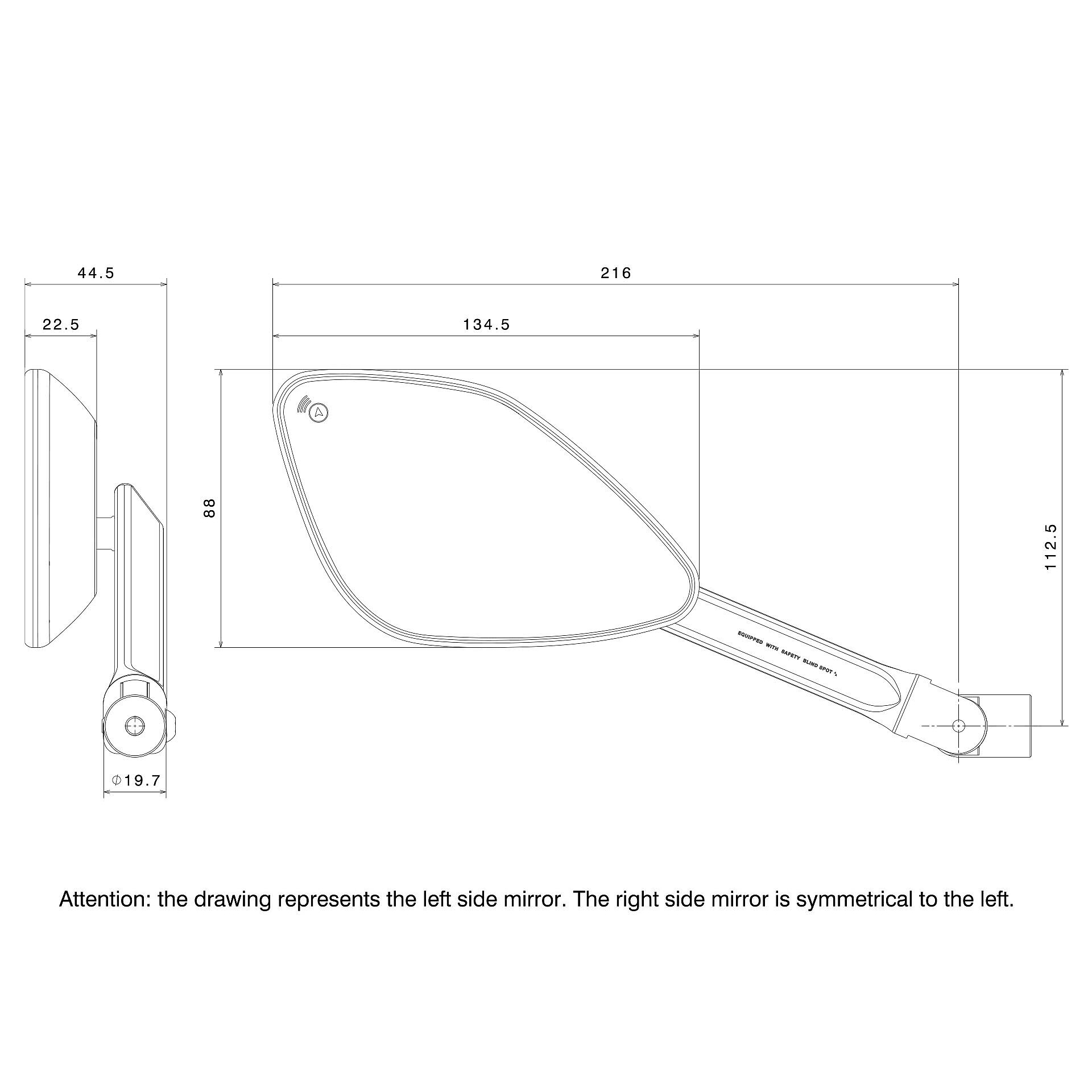 Rizoma-Lenkerspiegelpaar ohne Aufnahme Blind Spot-0000647113000000
