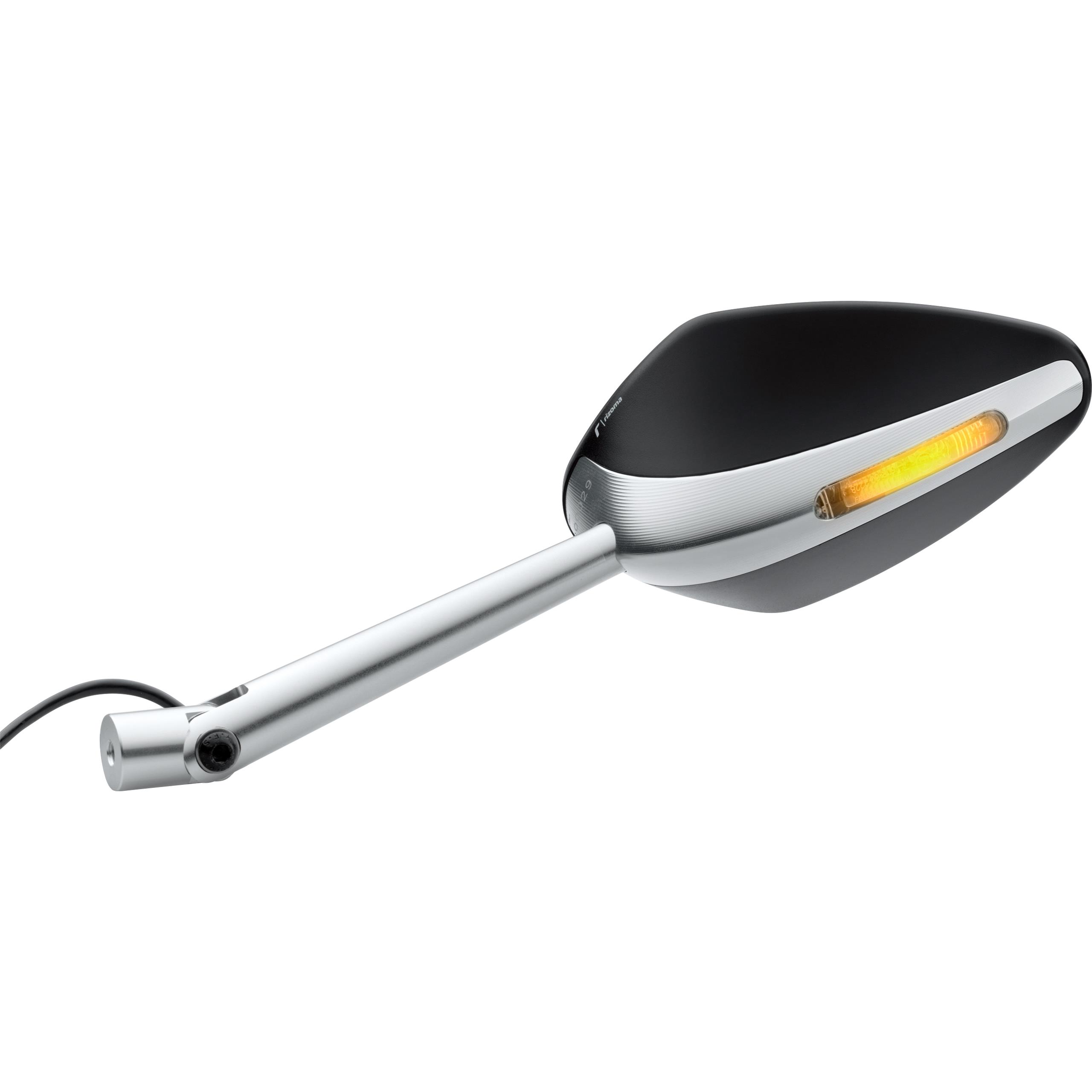 Rizoma-Lenkerspiegel/Blinker ohne Aufnahme Veloce BS306A silber/sch-5694651113000742