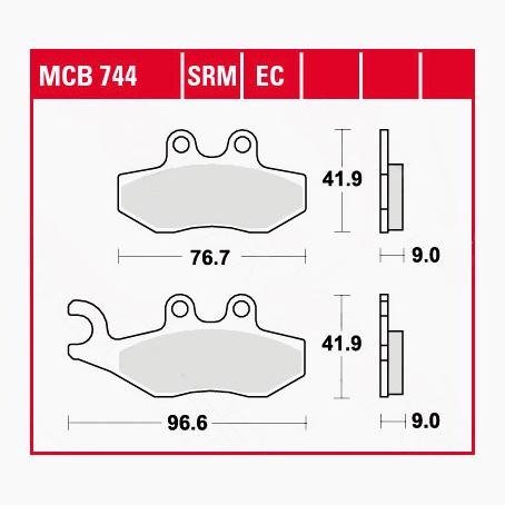 TRW Lucas Bremsbeläge organisch ECO MCB744EC 96,6/76,7x41,9x9mm - Motorradteile & Ersatzteile - Bremsen