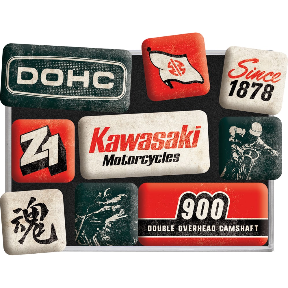 Nostalgic-Art-Magnet-Set "Kawasaki - Motorcycles Since 1878"-5740921207001280