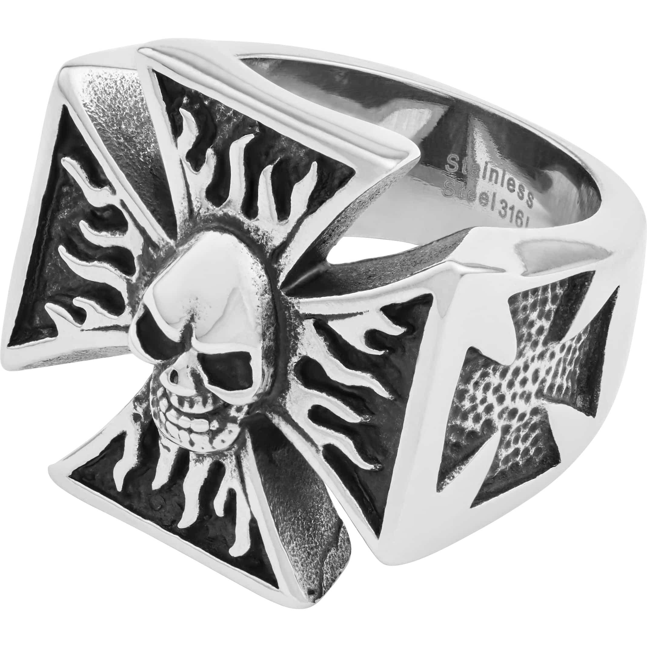 Spirit Motors-Edelstahlring "Iron Cross & Skull" silber-8500451207000020