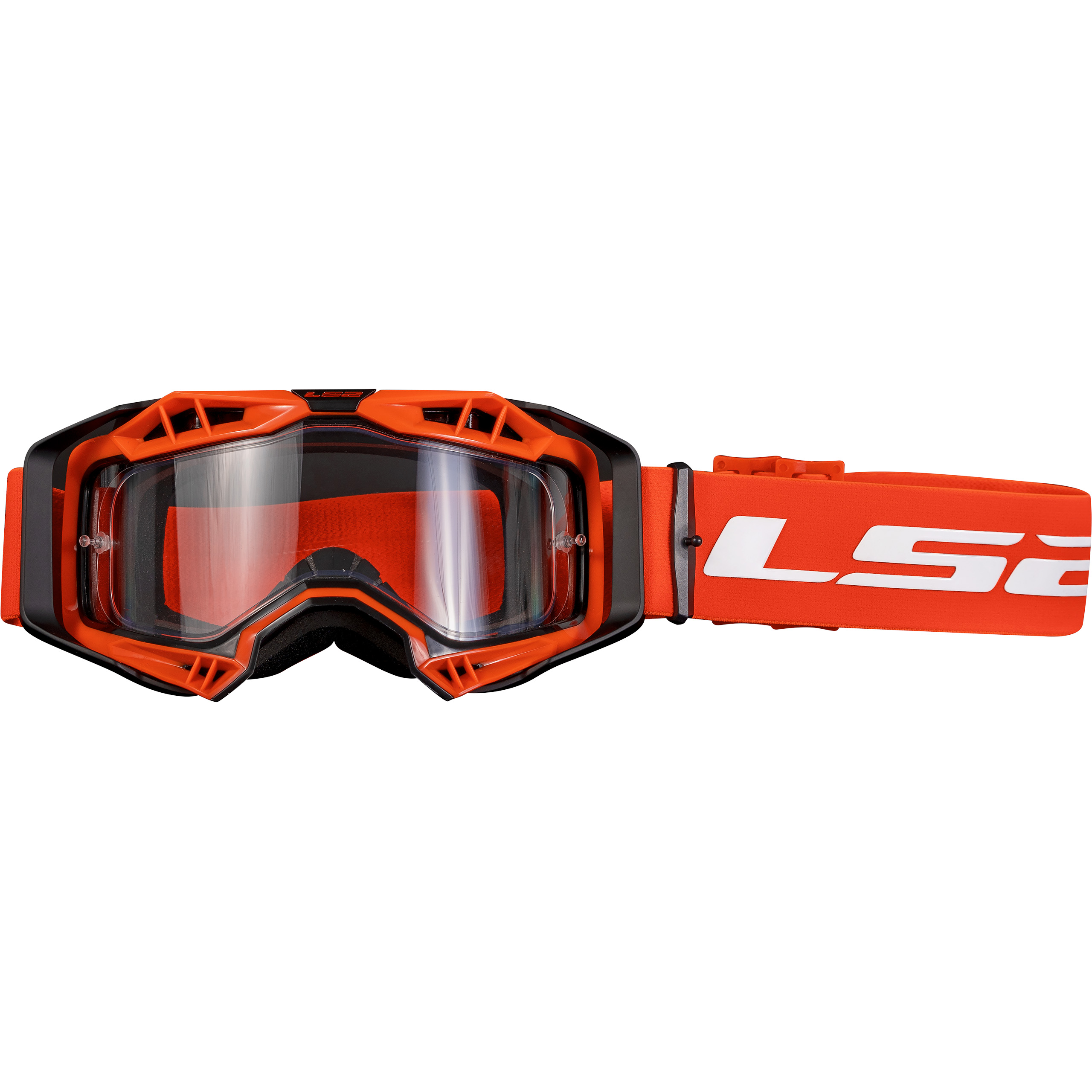 LS2 Aura Enduro Series Crossbr. schwarz/rot m. klarer Scheibe - Helme & Brillen - Brillen