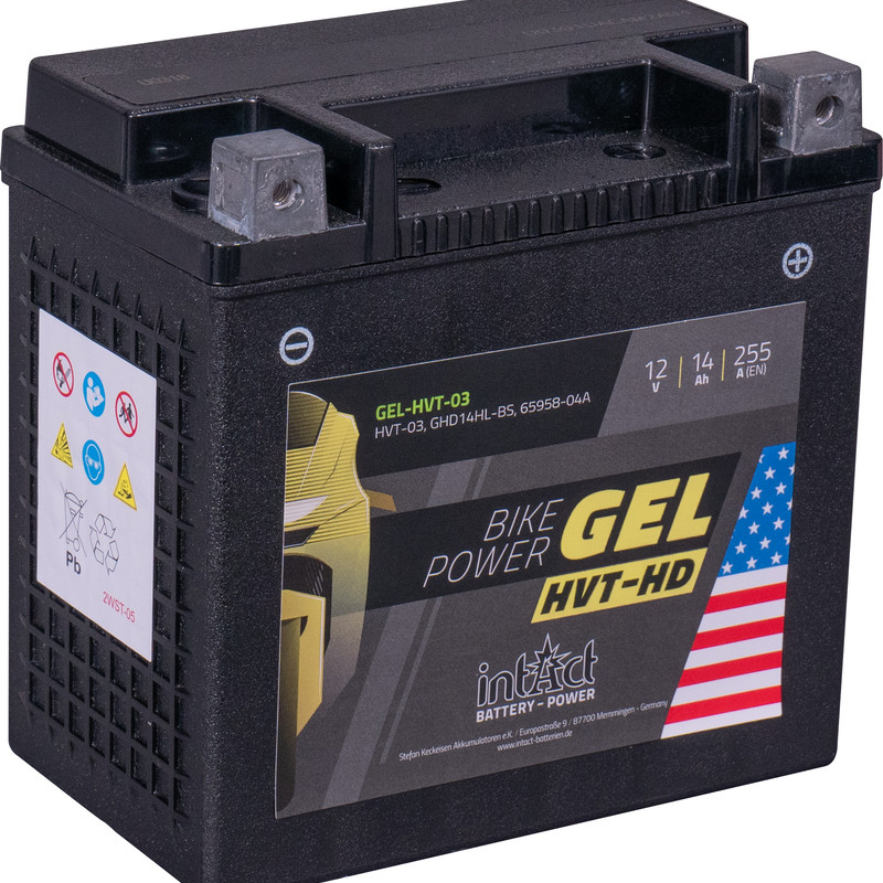intAct Bike Power GEL Batterie HVT-03 (GHD14HL-BS), 12V, 14AH - Motorradteile & Ersatzteile - Batterien