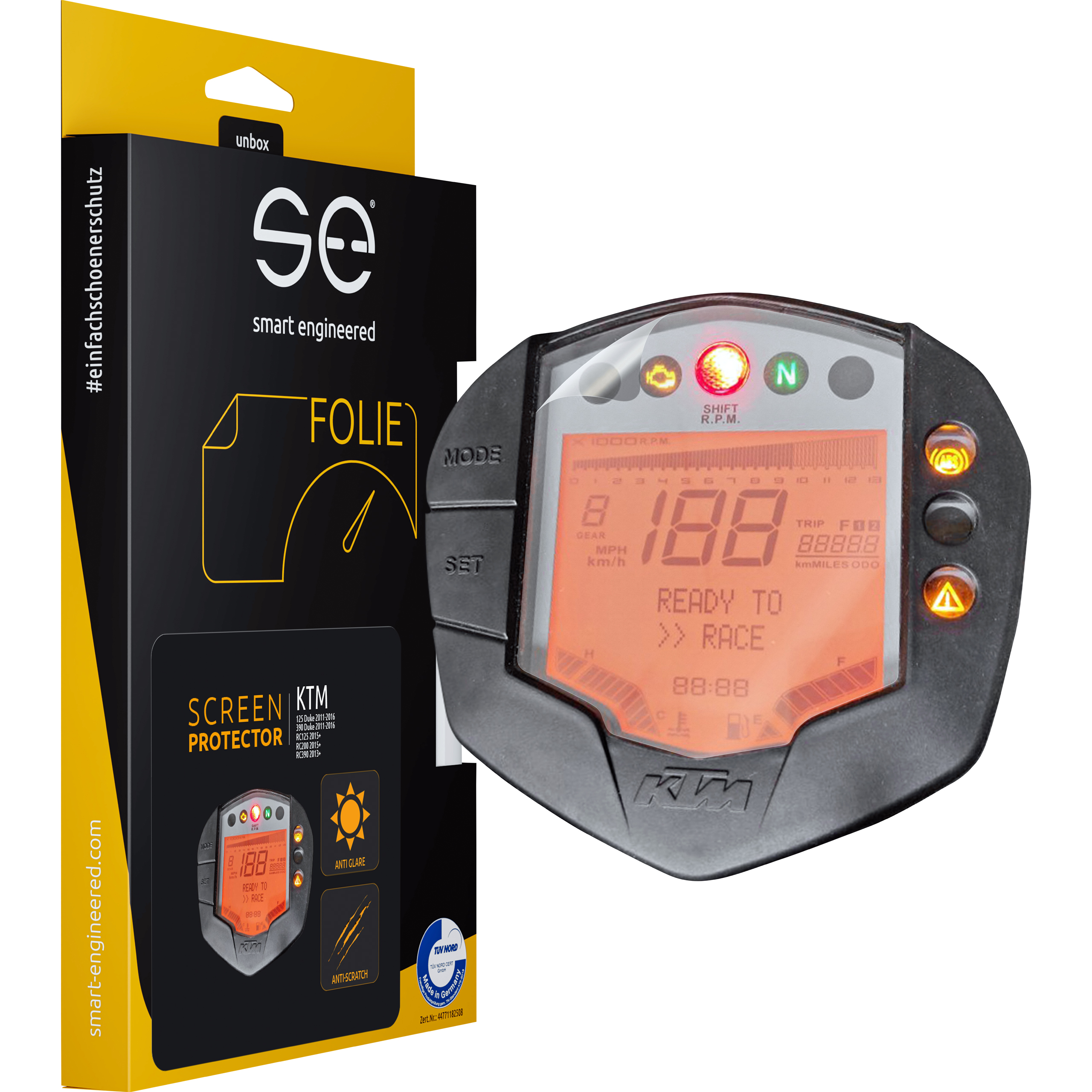 Smart Engineered anti-glare cockpit protection film for KTM Duke/RC 125-390