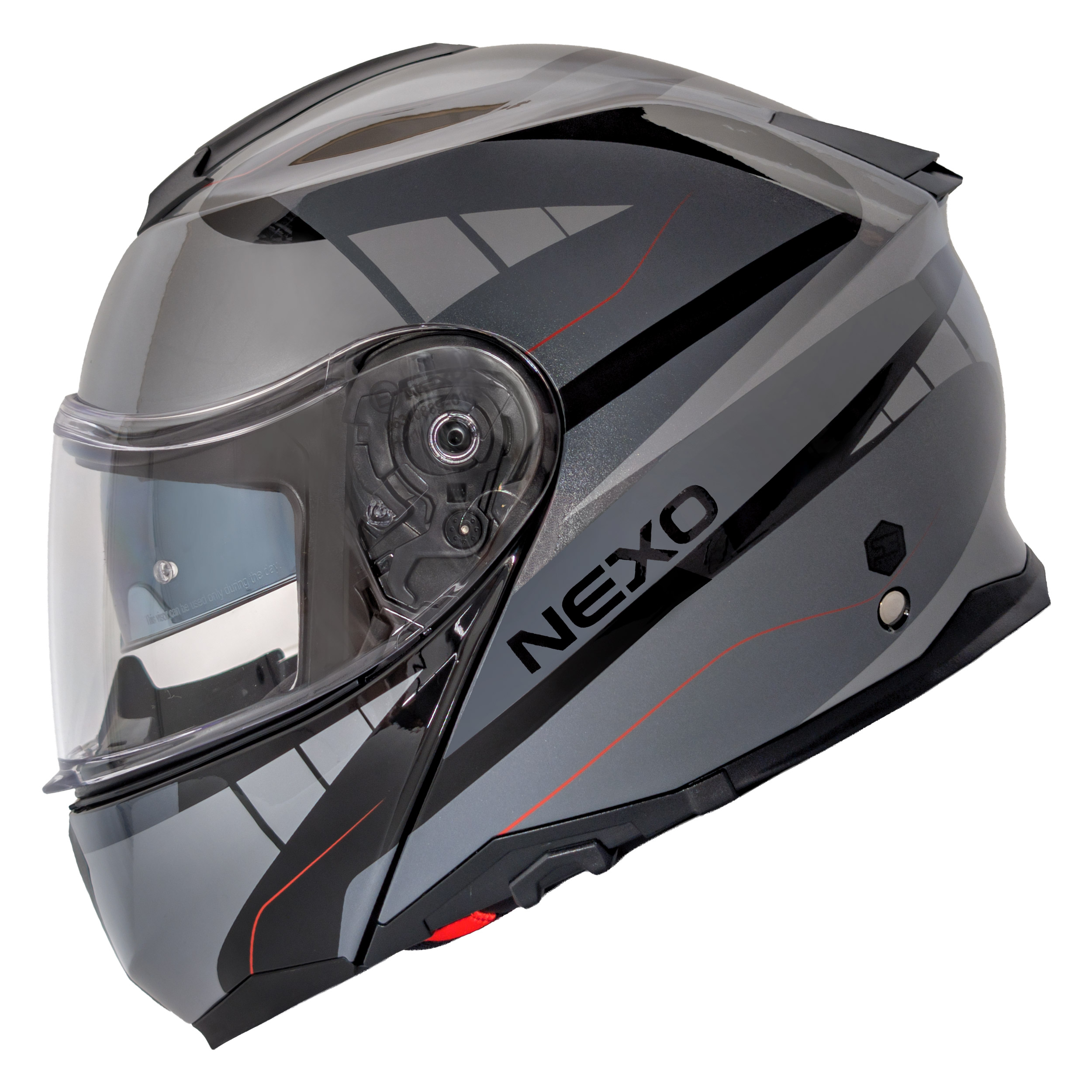Nexo-Klapphelm Comfort II grau/rot Dekor #26-4701291999061