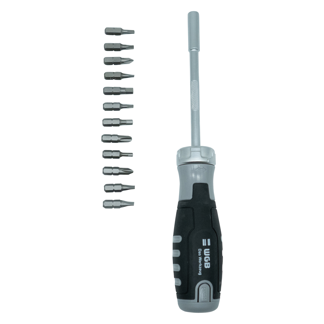 WGB ratchet screwdriver, 13 pcs, with 12 bits