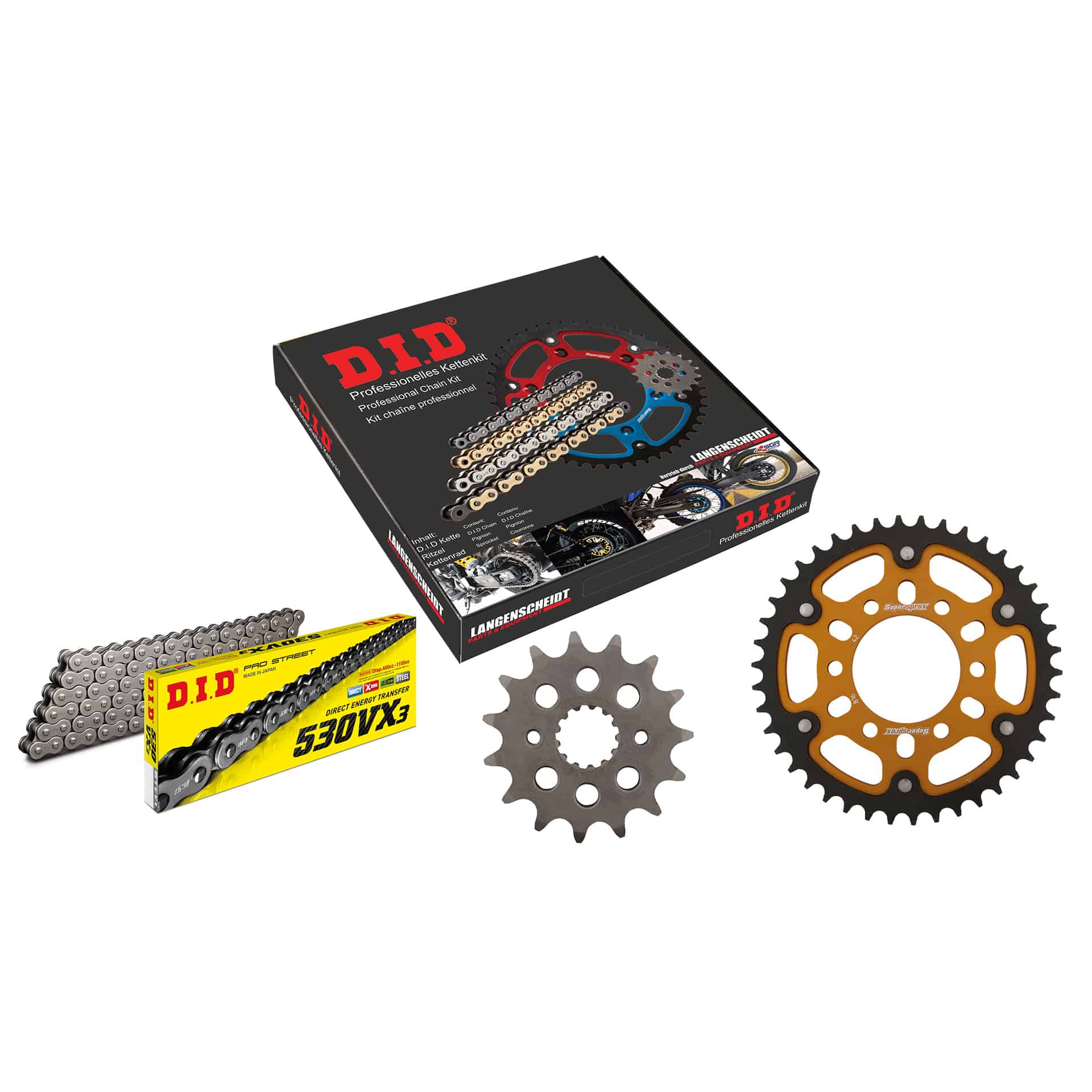 D.I.D. Supersprox Kettenkit Stealth 530VX3 Niet X 15/42/112 gold für GSX 750 - Motorradteile & Ersatzteile - Kraftübertragung