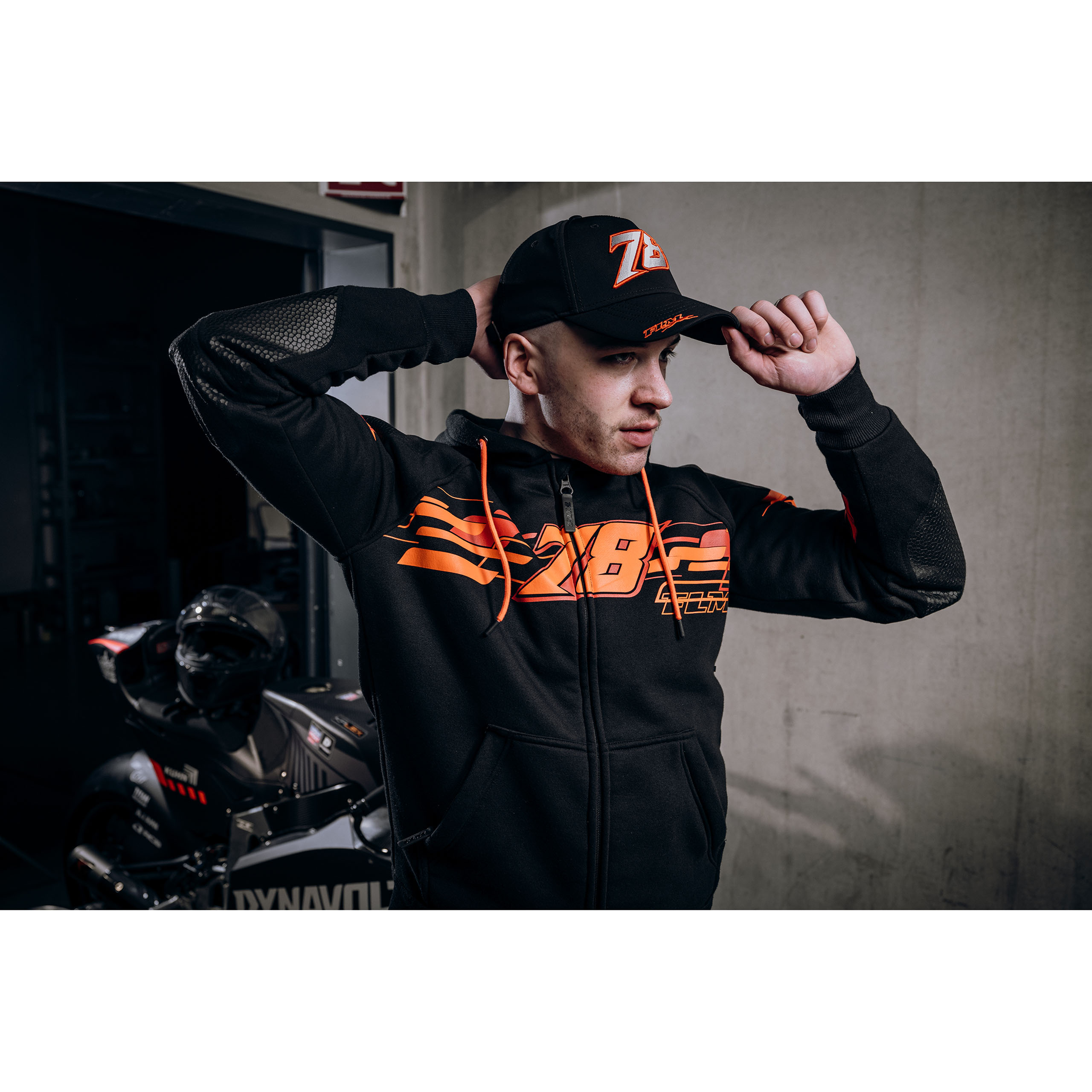 FLM-Drift Sport Hoodie mit Protektoren schwarz/rot S-2016641999044008