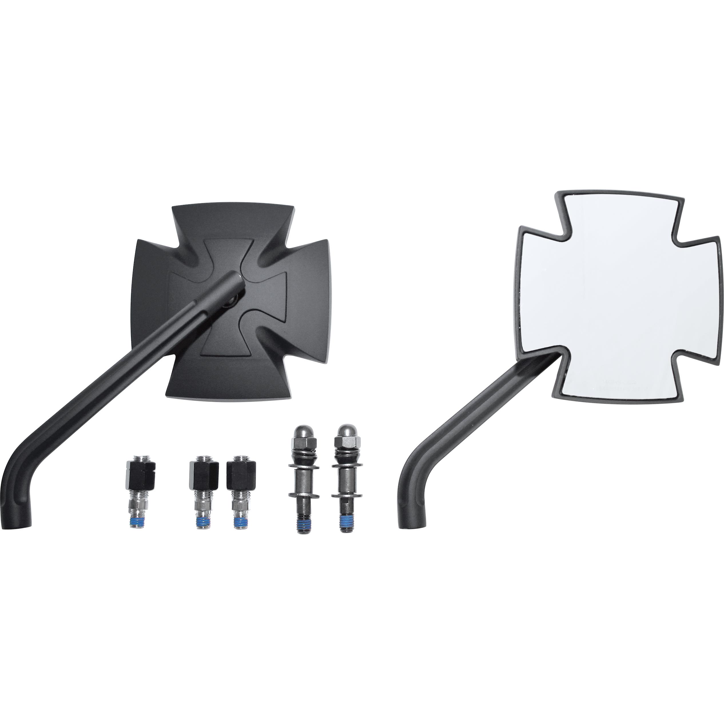Highsider Lenkerspiegelpaar M10+Harley Iron Cross Alu schwarz - Motorradteile & Ersatzteile - Motorradspiegel