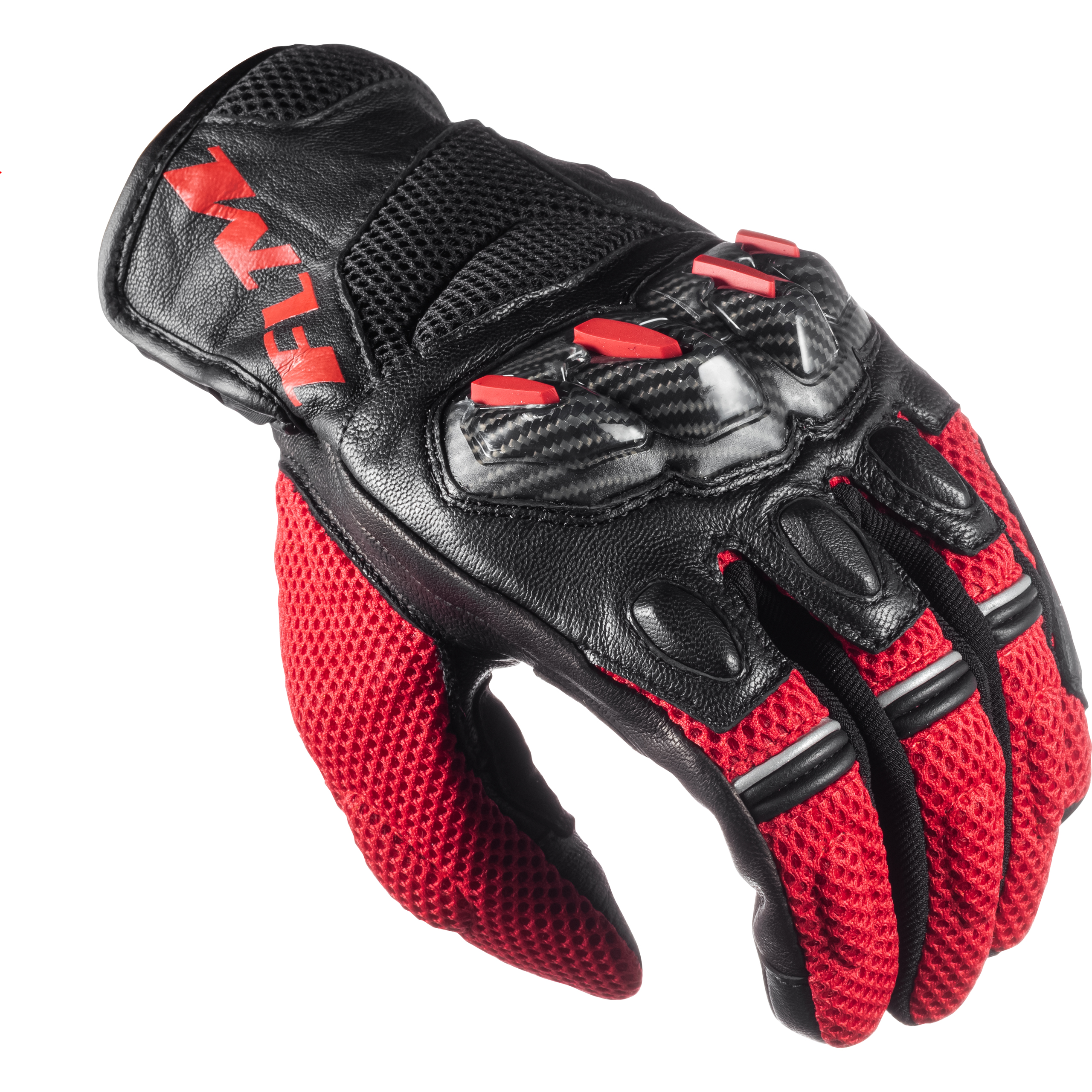 FLM-Ramair Leder/Textilhandschuh kurz rot 9-3114871007002936