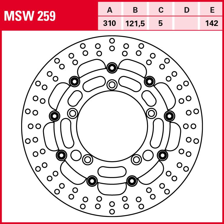 TRW Lucas-Bremsscheibe Street schwimmend MSW259 310/121,5/142/5mm-5707651269002770