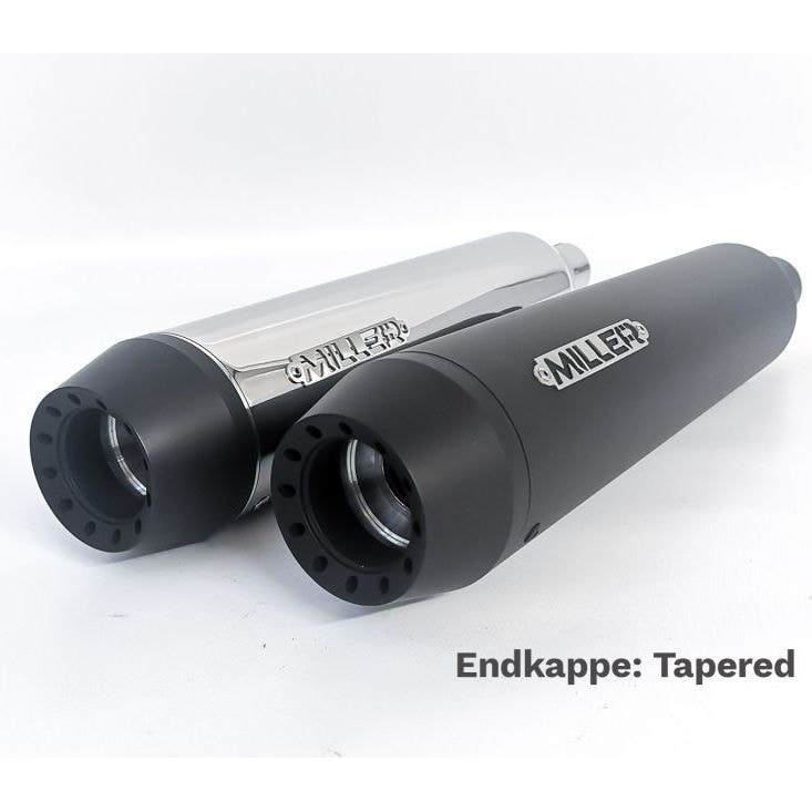Miller Exhaust Auspuff Tapered Offset 2-1 poliert/schwarz für Dyna 06-17 - Motorradteile & Ersatzteile - Auspuff