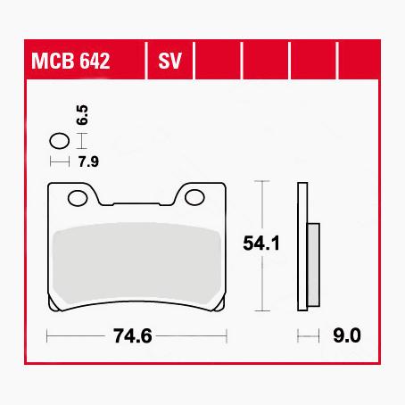 TRW Lucas Bremsbeläge organisch MCB642 74,6x54,1x9mm - Motorradteile & Ersatzteile - Bremsen