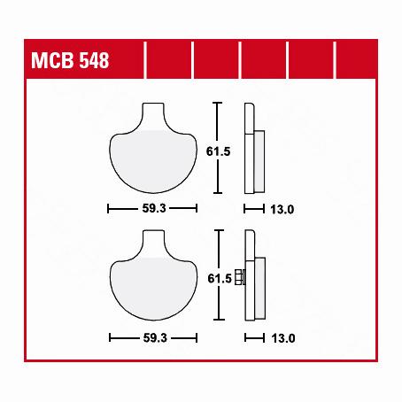 TRW Lucas Bremsbeläge organisch MCB548  59,3x61,5x13mm - Motorradteile & Ersatzteile - Bremsen