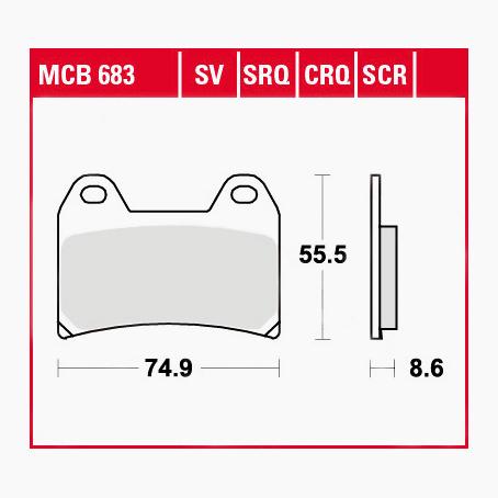 TRW Lucas Bremsbeläge Sintermetall Street MCB683SV 74,9x55,5x8,6mm - Motorradteile & Ersatzteile - Bremsen