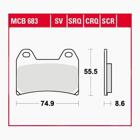 TRW Lucas Bremsbeläge Sintermetall Street MCB683SV 74,9x55,5x8,6mm - Motorradteile & Ersatzteile - Bremsen
