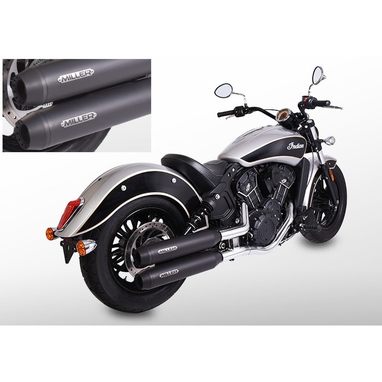 Miller Exhaust Auspuff Paar Tapered schwarz/schwarz für Scout/Bobber 21-24 - Motorradteile & Ersatzteile - Auspuff