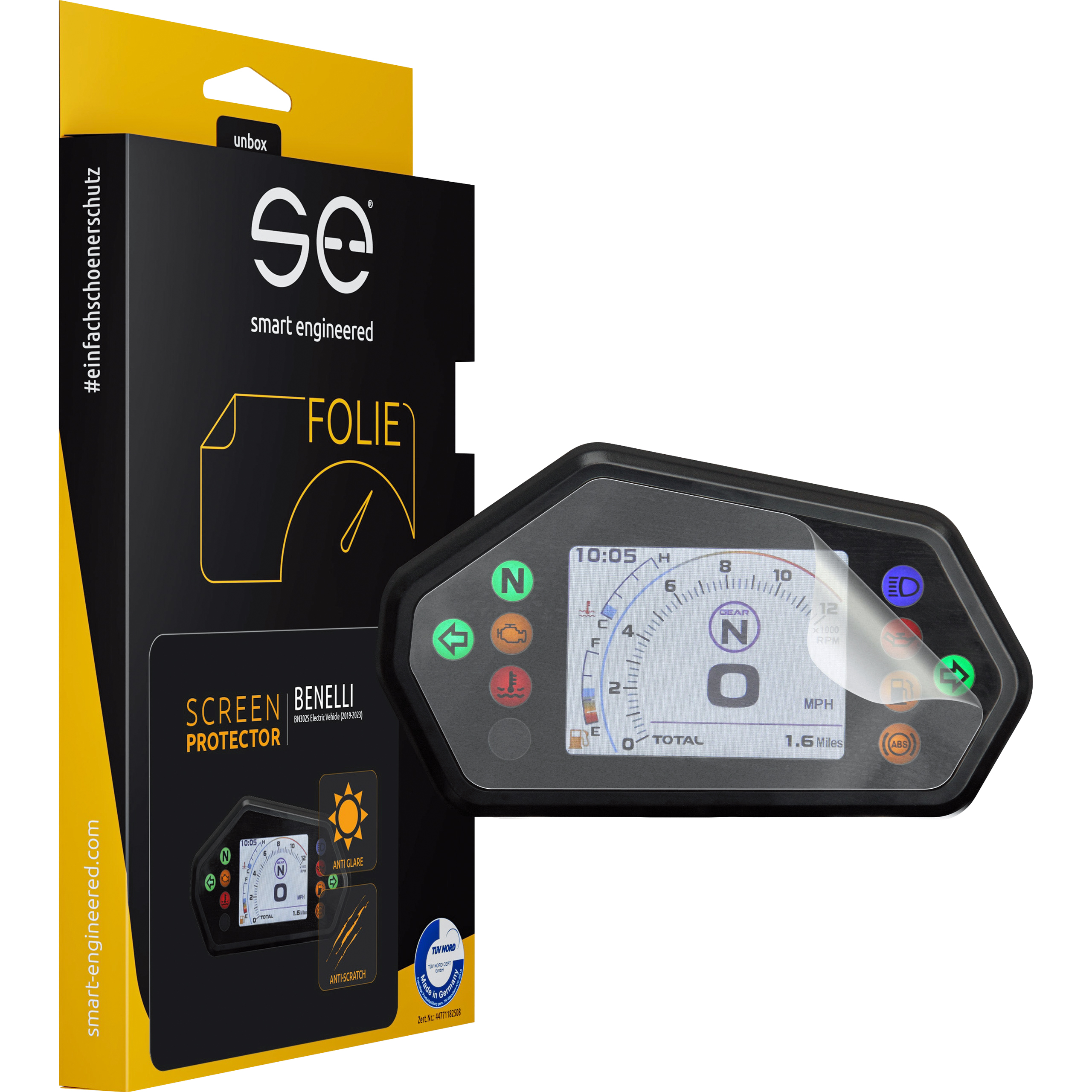 Smart Engineered anti-reflective cockpit protective film for Benelli BN 302 S 2019-