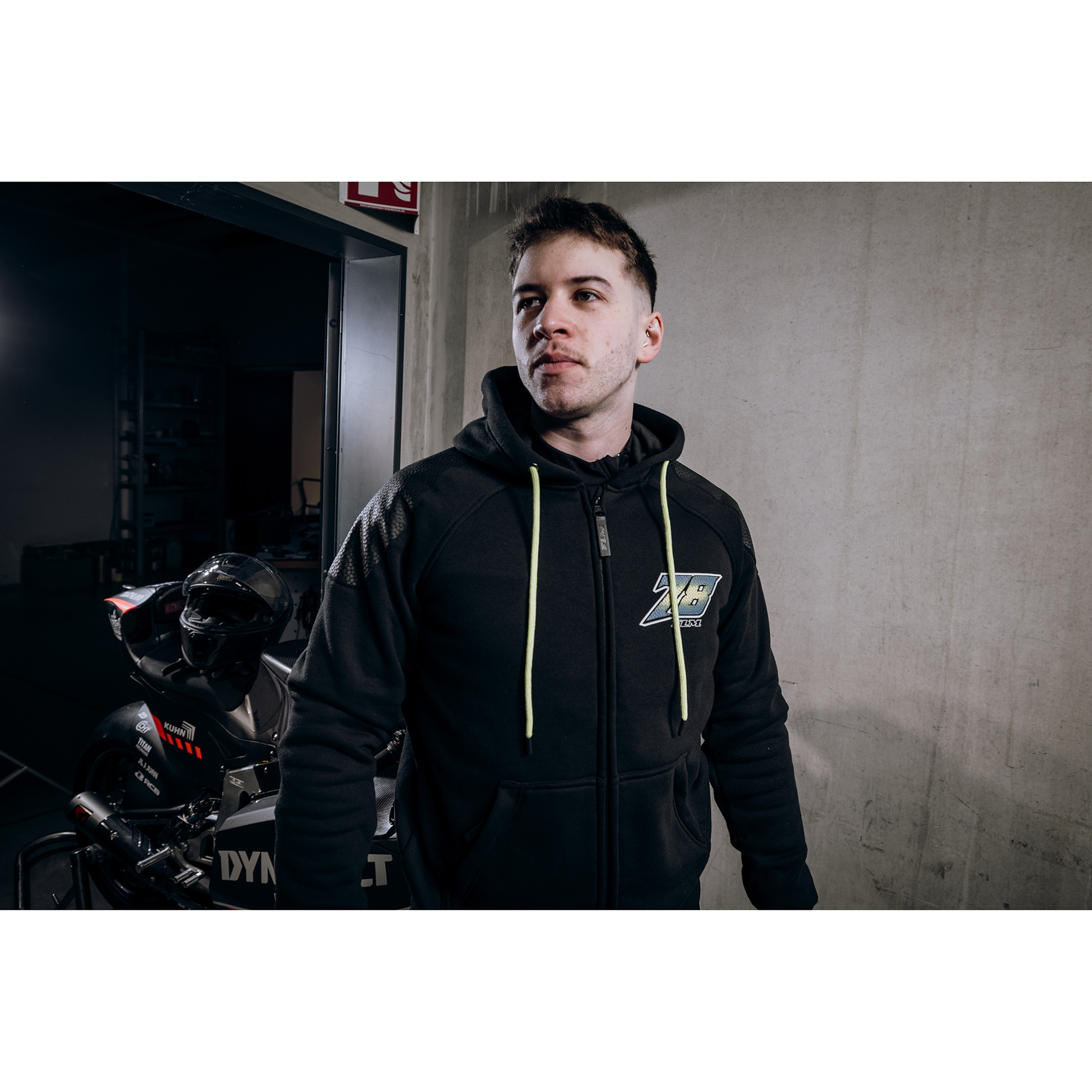 FLM-Drift Sport Hoodie mit Protektoren schwarz/grün M-2016641999103009