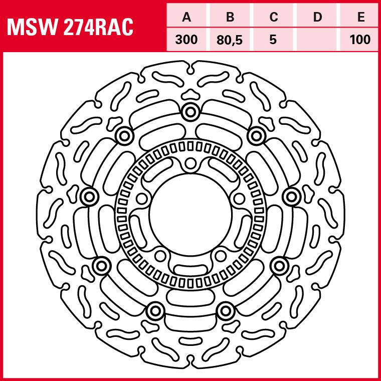 TRW Lucas Bremsscheibe RAC schwimmend MSW274RAC 300/80,5/100/5mm - Motorradteile & Ersatzteile - Bremsen