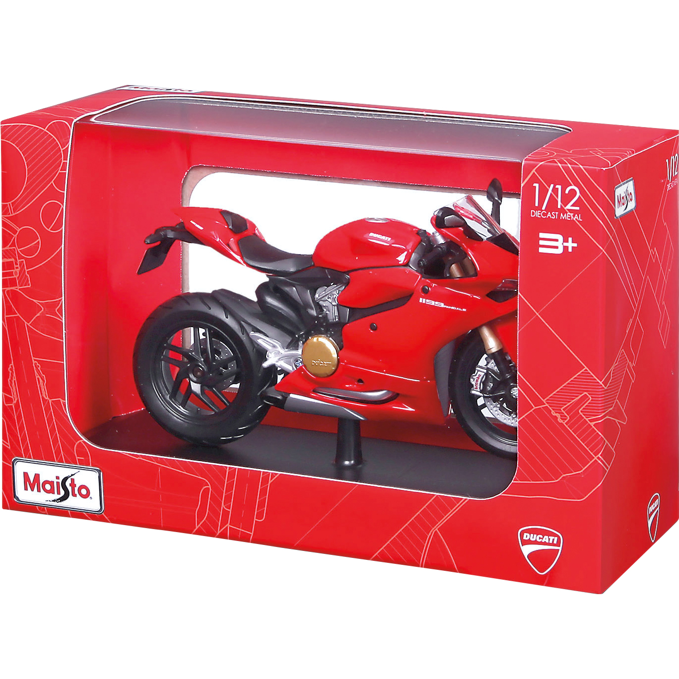Maisto-1:12 Ducati 1199 Panigale auf Sockel-5742431224016000